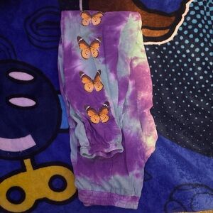 Purple and Teal Kids Bottoms with Butterfly Design